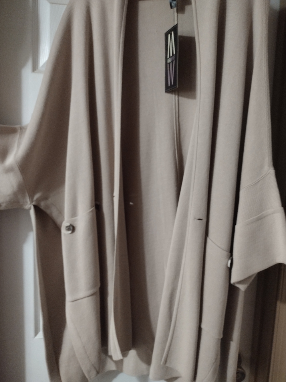MarlaWynne Taupe Open Front Cape Cardigan